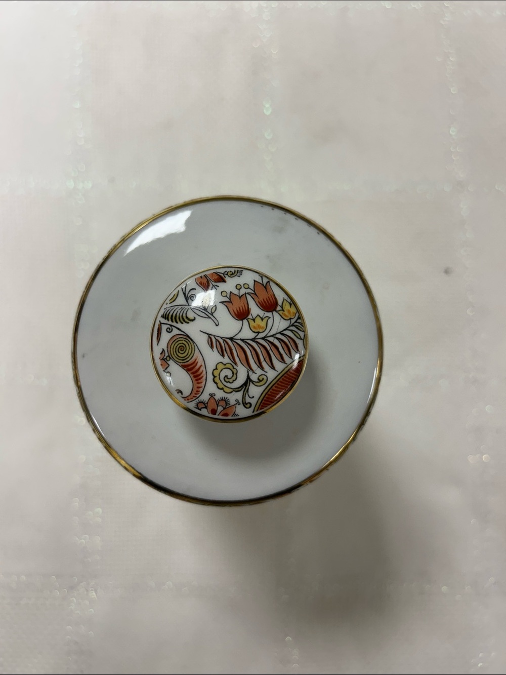 Decorative Orange paisley Floral Ceramic Canister with Gold Trim image 7